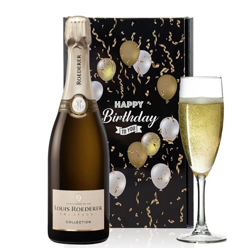 Louis Roederer Collection 245 Champagne 75cl And Flute Happy Birthday Gift Box